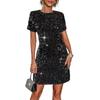 Spring/summer Women's Fashion Short-sleeved Sequined Slim-fit Dress