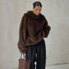 Womens Faux Fur Hooded Coat Winter Warm Streetwear Oversized Jacket With Pockets