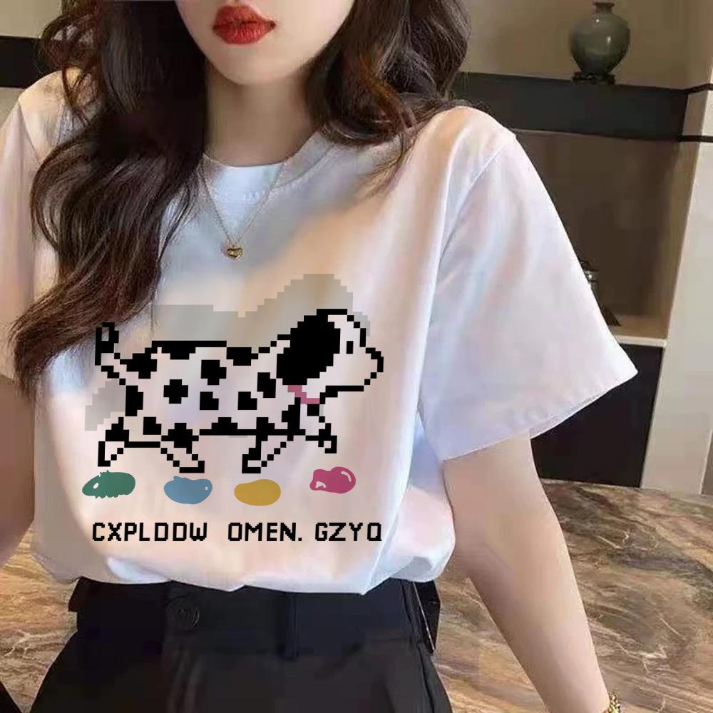 Kurzarm-T-Shirt aus reiner Baumwolle für Damen im Sommer. Neues bedrucktes, schulterfreies Kurzarm-T-Shirt mit Rundhalsausschnitt.