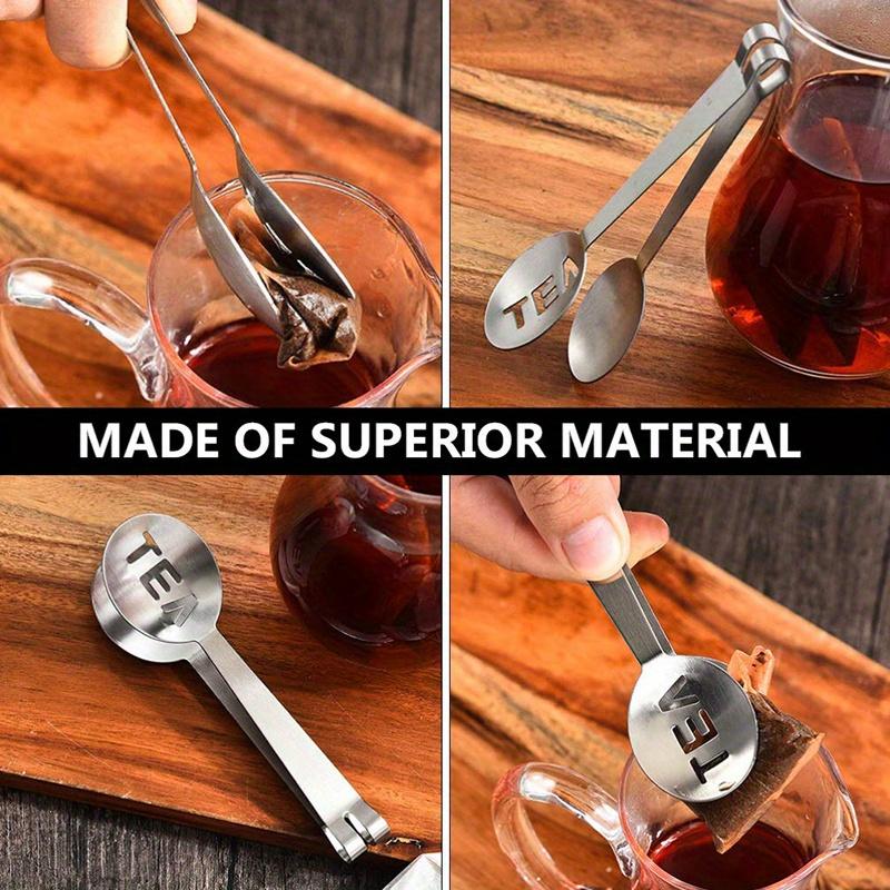 Het försäljning 1 st Tepåsepress Rostfritt Stål Tång Silver Sil Klämma Sked För Löst Te Grepp Isbit