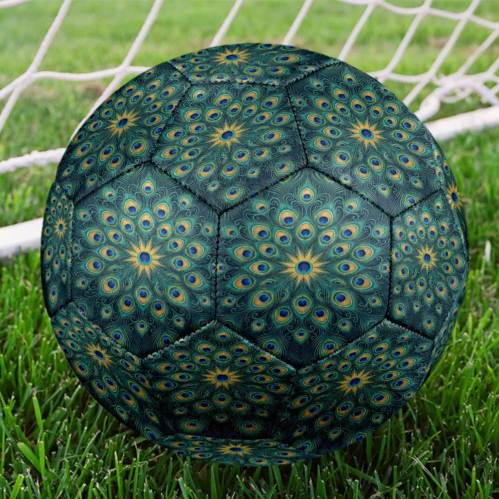 1pc Peacock Feather Theme Soccer Ball Football, Size 5, Lightweight PVC, Outdoor Training Soccer Ball,Gift C6565
