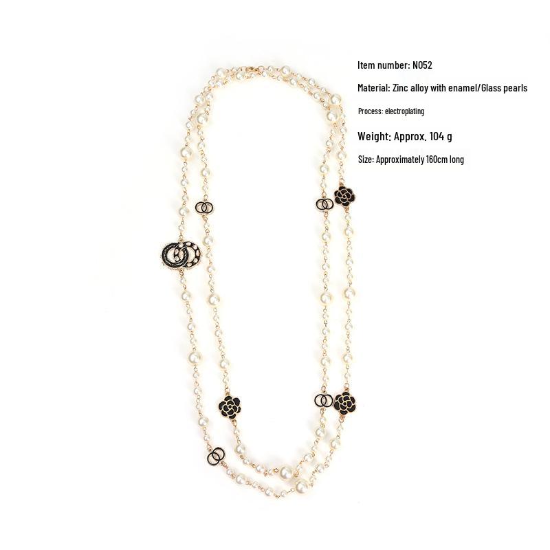 Elegant Pearl Necklace for Women - Versatile Choker & Long Sweater Chain with High-End Luxury Style