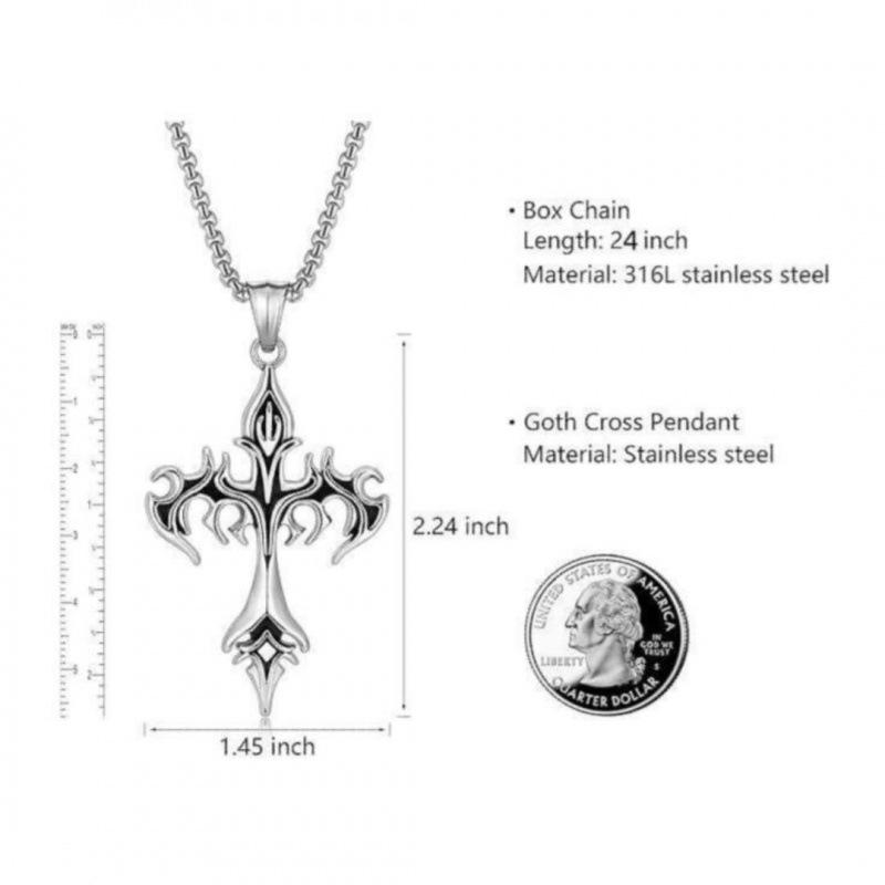Flame Retro Cross Stainless Steel Pendant Necklace for Men