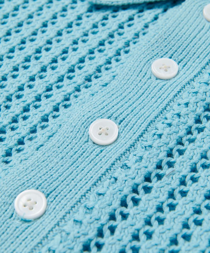 Le Mad Scallop Half-Open 4-Button Half Knit - Light Blue