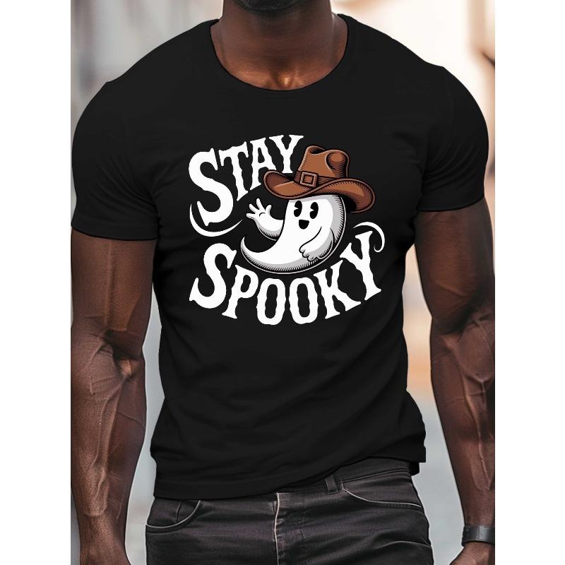 

Stay Spooky Ковбой Мужская Повседневная Футболка с Круглым Вырезом и Коротким Рукавом для Лета, Летний Наряд, Повседневная Футболка, Футболка с Принтом, Ковбойский Стиль, Удобная Посадка 2XL чёрный