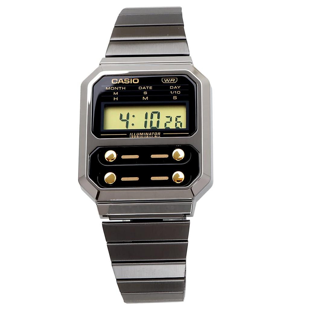 Casio Digital Reissue Overseas Black and Gold A100WEGG-1A2 Men's Watch, Design, Model, [Used]