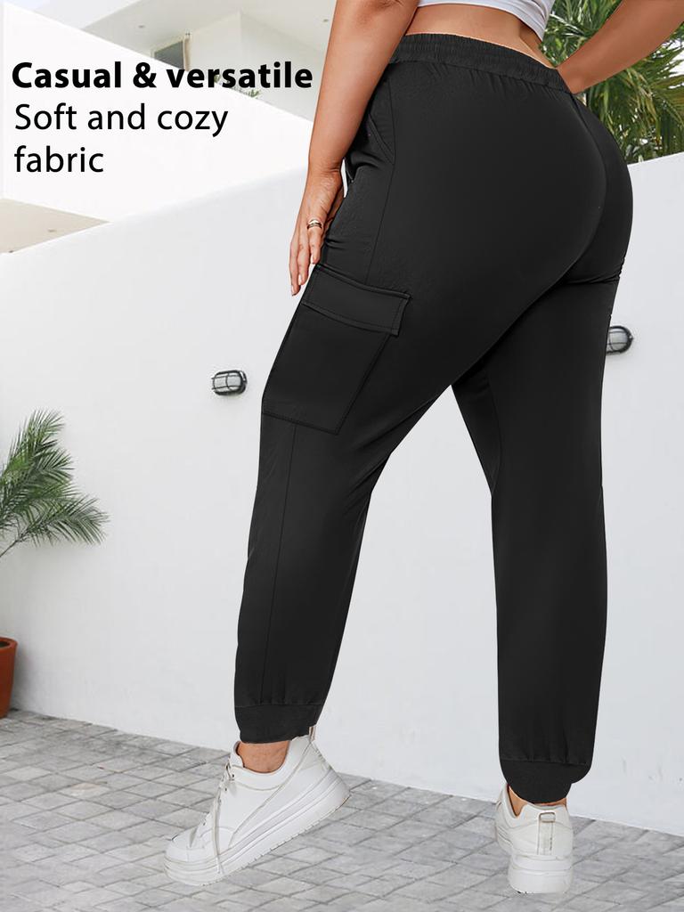 1XL-5XL Übergröße Sporthose Lange Hose für Damen mit Bündchen an den Knöcheln Workwear-Stil Locker sitzende Lässige Jogginghose mit Taschen.