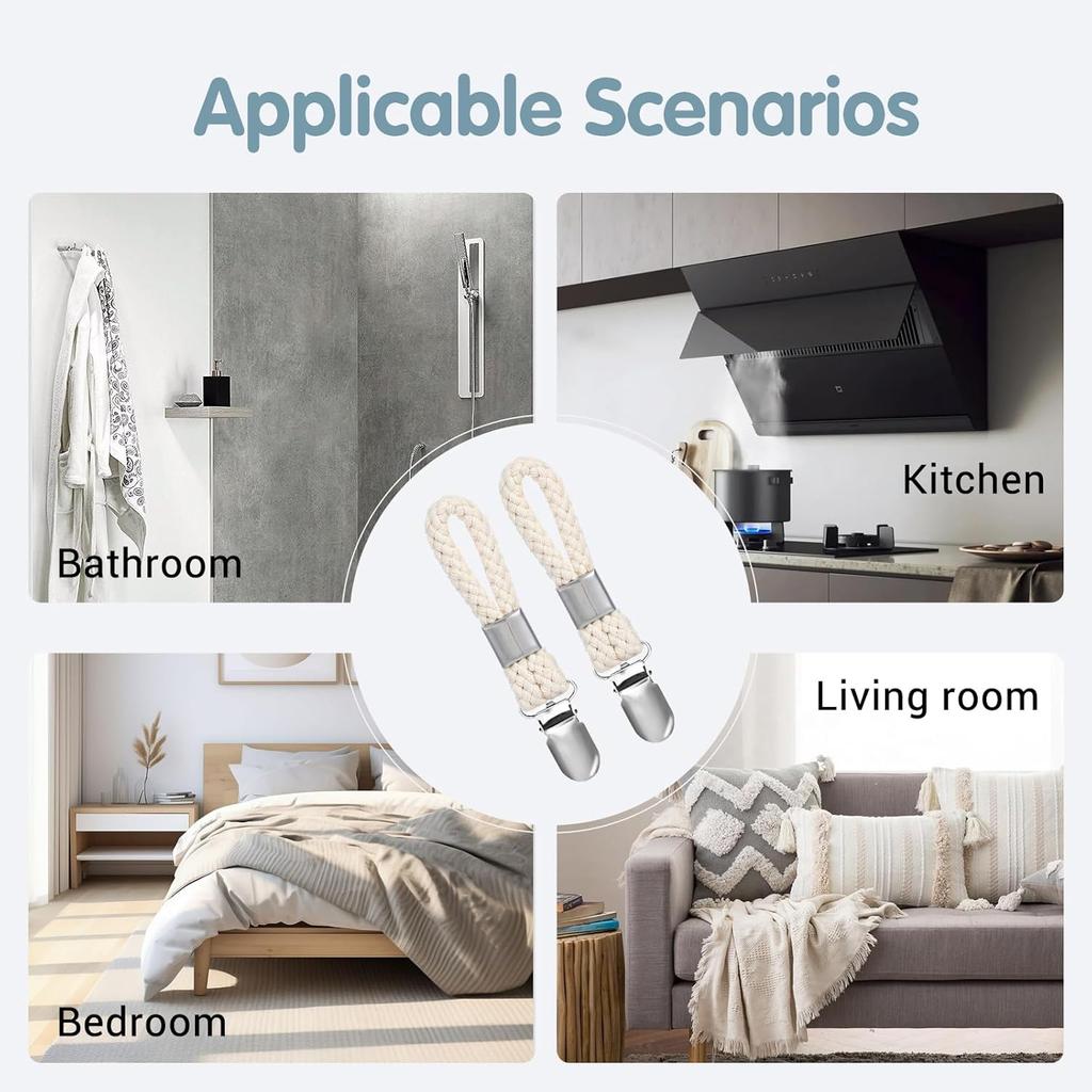 4 Pcs Towel Clips for Kitchen, Kitchen Towels Clips with Hanging Loop, Towel Hangers for Bathroom Home Cupboards Cloth Hanger Holder(Beige)