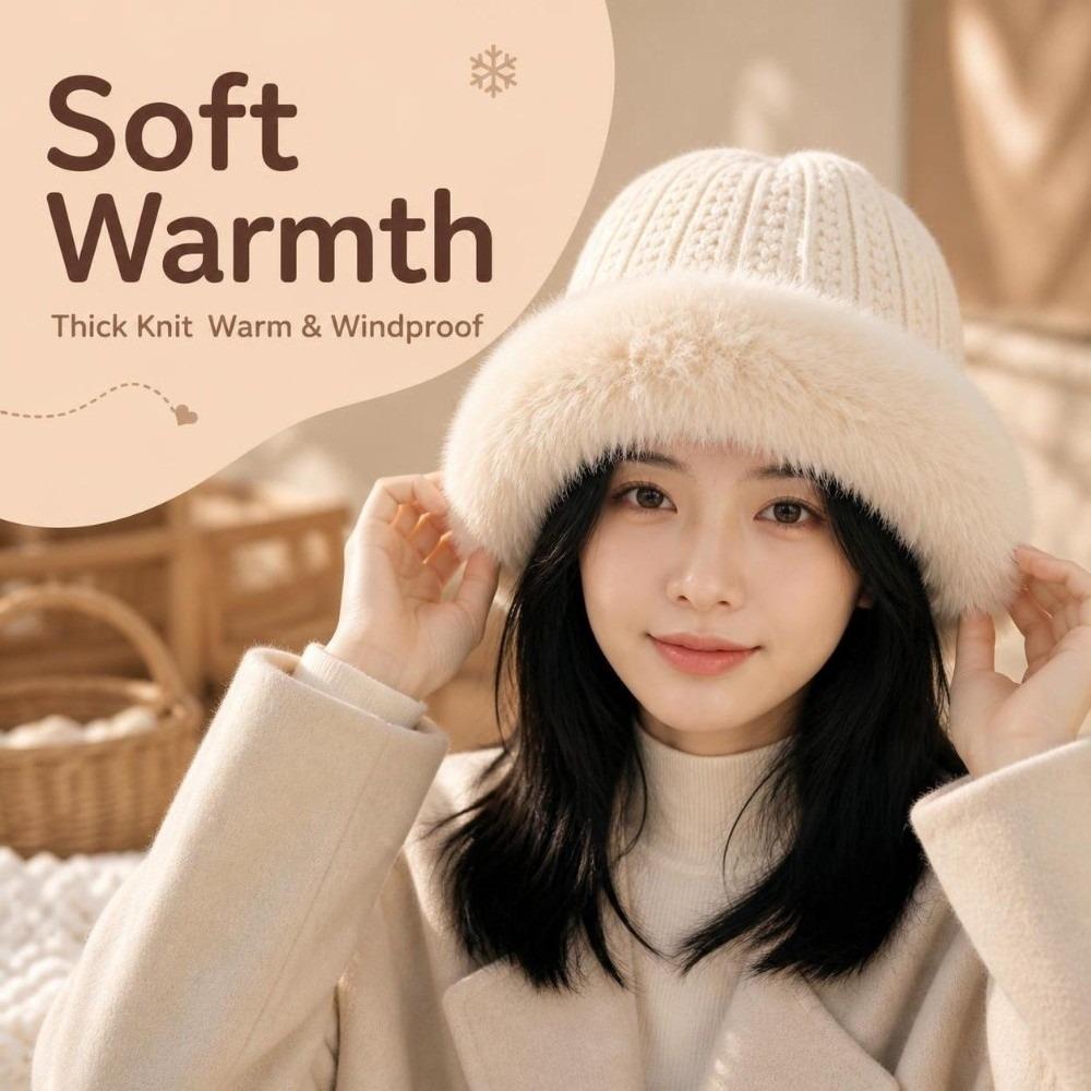 Windproof Knit Beanie Hat Cold-Resistant Warm Knitted Cap Stylish Slouchy Winter Hat  Outdoor Wear