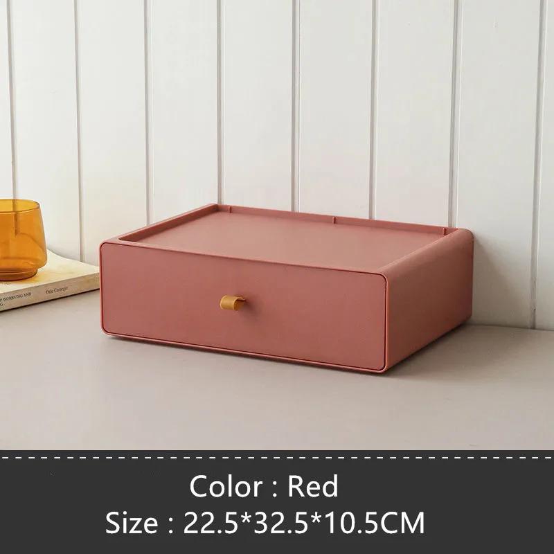1PC Desktop Stackable Organizer Drawer Office Accessories Storage Box Makeup Plastic Storage Hoom Storage Box