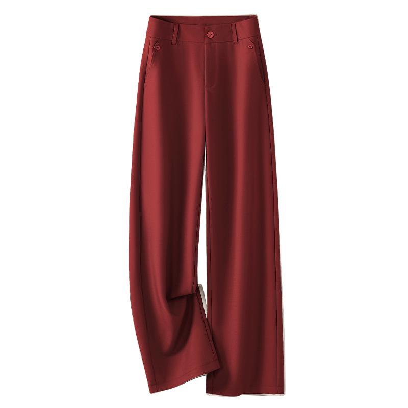 

Женские драпирующиеся брюки с высокой посадкой и широкими штанинами на весну 2025 года - Стройнящие, Повседневные, Брюки прямого кроя S (26, 80-95 jin)