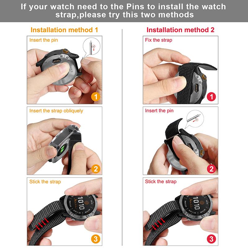 26mm Nylon Watch Band for Garmin Fenix 6X,Adjutable Smart Watch Wrist Strap Replacement