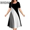 Women's Dresses Contrast Colors Striped Elegant Casual O-Neck Short Sleeve Fashion Dresses