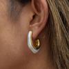 Stainless Steel Hoop Earrings Gold Color Huggie Earrings Vintage Resin Pearl Earrings  Gift