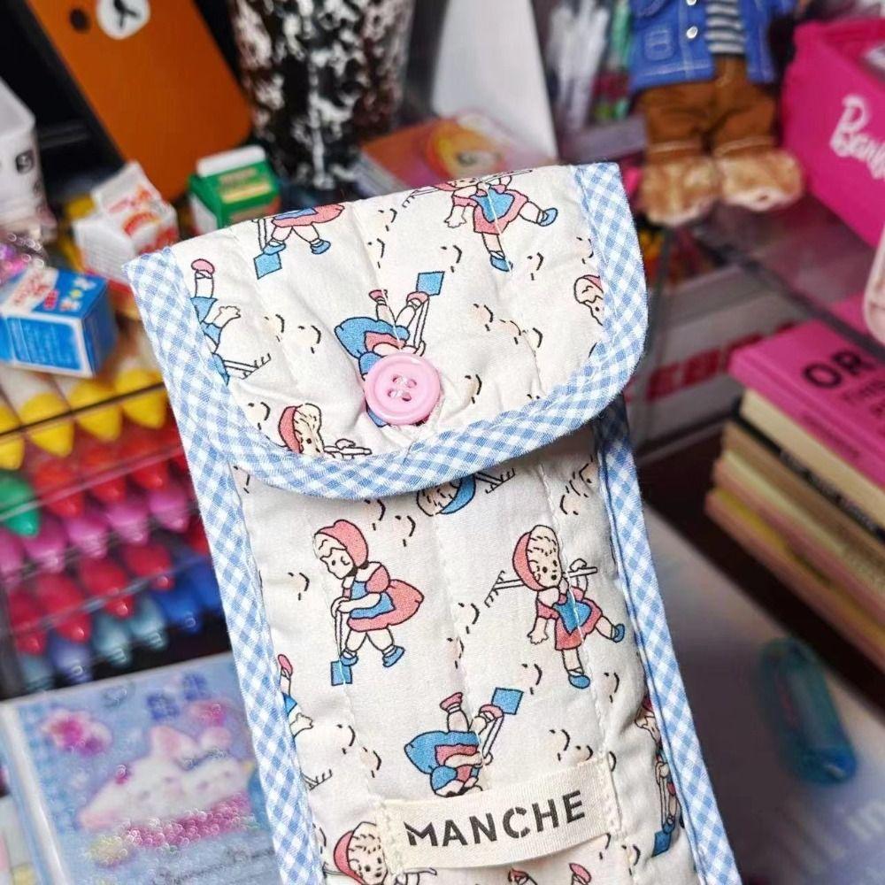 Retro Pastoral Style Pencil Case Soft Cotton Stationery Bag Cute Pen Bag  Student