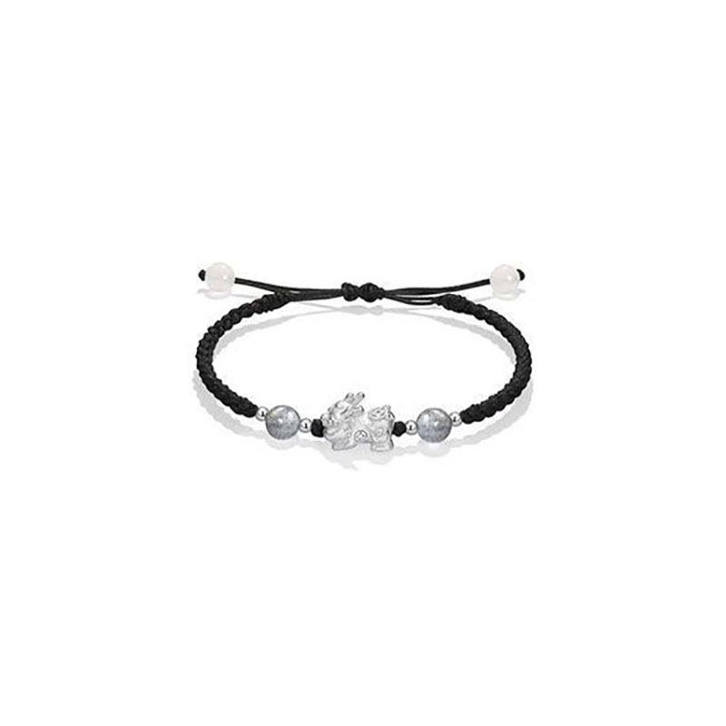 Sterling Silver Pixiu Bracelet with Red String - Wealth-Attracting Gift for Men & Women
