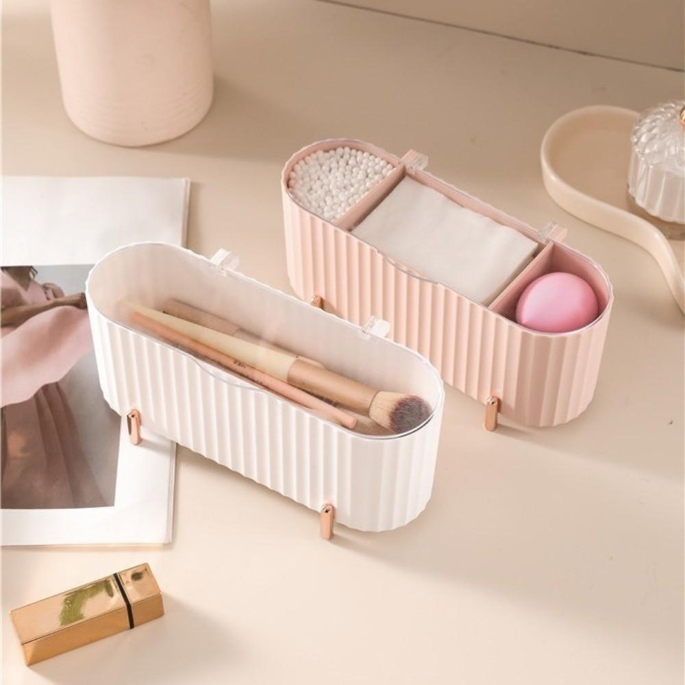 3 Grid Cosmetics Storage Box Large Capacity Organizer Box Makeup Organizer  Powder Puffs