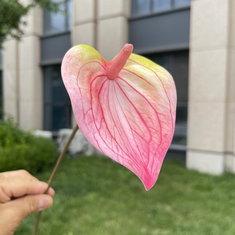 10ks Mini Anthurium Umělé Květiny Falešné Stonky Alokasie pro Svatbu Domácí Květinové Uspořádání Dekorace