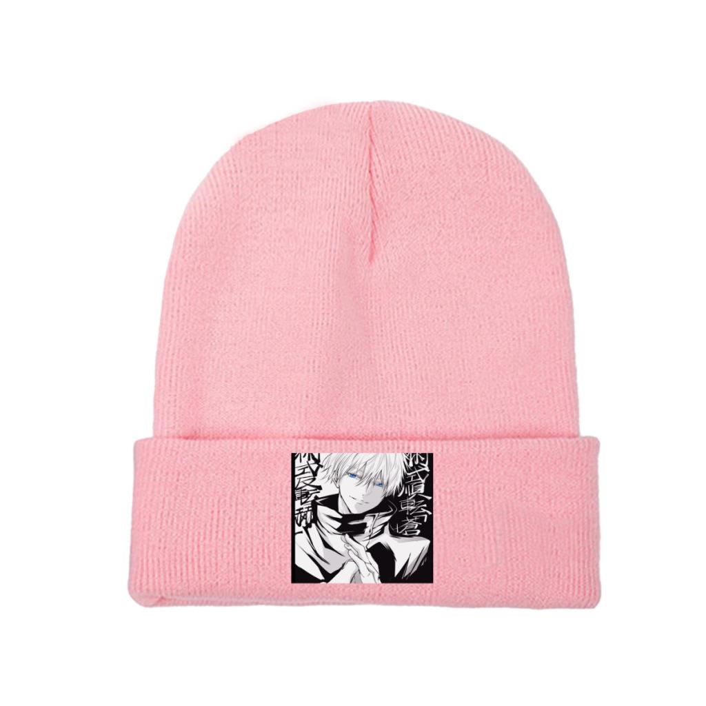 Gojo Satoru Strickmütze Beanie Wintermütze Warme Polyester Casual Jujutsu Kaisen Anime Caps für Unisex Frauen Geschenk