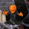 Pumpkin Ghost Figurine Spooky Cute Festive Halloween Statue Indoor Outdoor Haunted House Decoration for Tabletop Garden