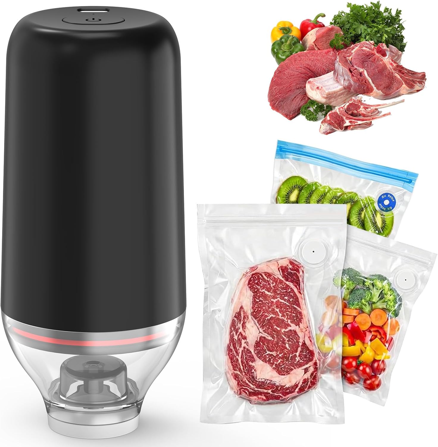 

Sealer, Portable Electric Food Sealer Pump, Rechargeable Cordless Vacuum Sealer for Food Storage, Camping, Sous United States