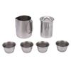 Stainless Steel Tea Set with Infuser 350ml Tea Pot 50ml Tea Cups Portable Bag for Outdoor Camping Backpacking