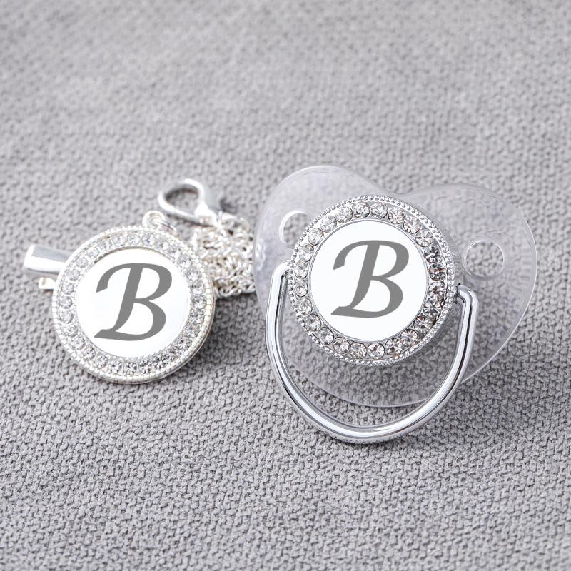 Transparenter Silber-Strassstein-Buchstaben-Schnuller mit Staubschutz