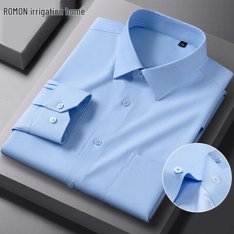 ROMON Men s Striped & Plaid Business Casual Long Sleeve Shirt 39