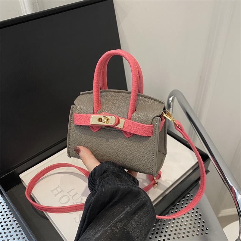 

Childrens Pu Shoulder Bag Fashionable And Simple Handbag Paired Bag Carrying сірий колір