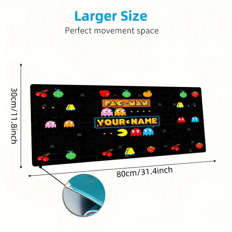 Retro Pacman Custom Name Large Size Mouse Pad Gaming Table Cushion Nonslip Laptop Tablet Big XXL Mat Mini PC Playmat With Lock edge