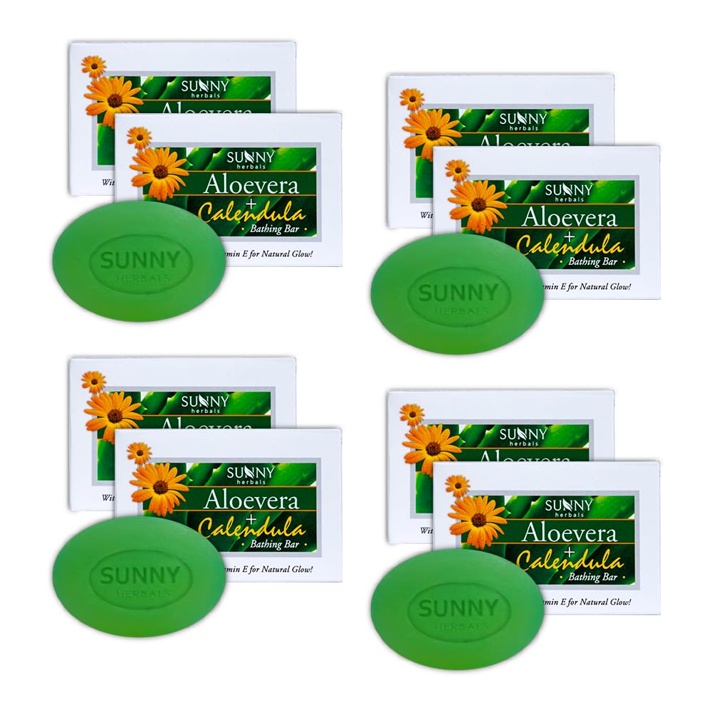 Sunny Aloevera Calendula & Vitamin-E Bar Soap|For Scarring & Sunburn|Gives Soft & Supple Skin|Antioxidant |Moisturizes Skin, Lightens Blemishes & r