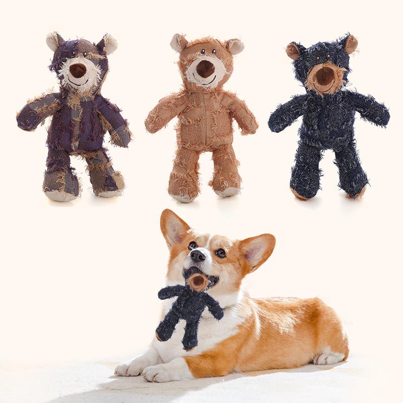 Squeaky Beggar Bear Puppy Toy Bite Resistant Pet Toys Gnawing Toy Pet Interactive Puzzle Grinding Teeth Cleaning Toy For Dogs