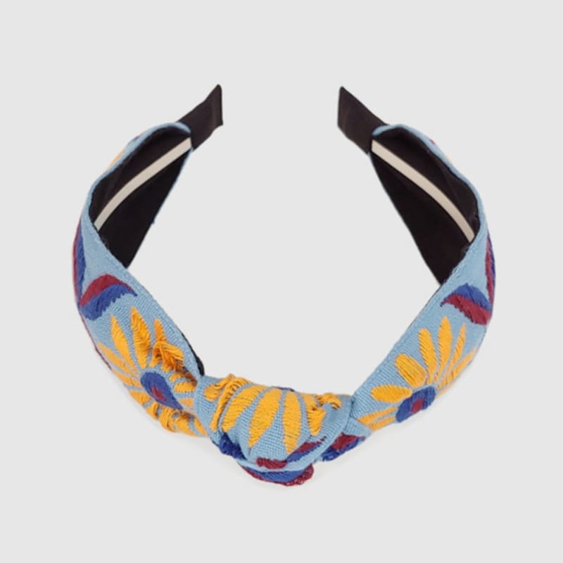 LALA Ethnic Flower Imported Hairband - L Blue