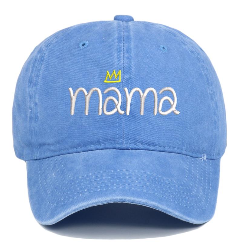 Mama Letter Embroidery Adjustable Solid Color Baseball Cap Sun Protection Summer Women Washed Material Snapback Dad Hat