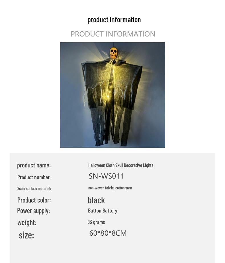 Halloween LED Ghost Skeleton String Lights - Outdoor Hanging Decorations for a Spooky Atmosphere