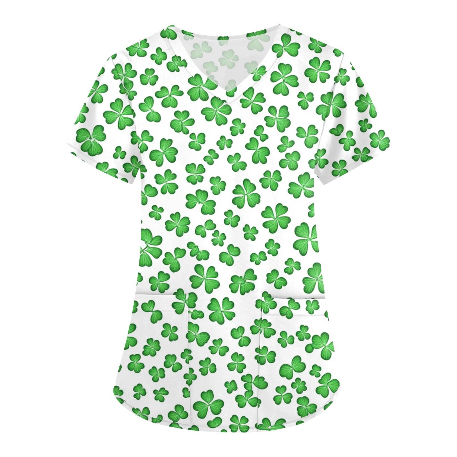 

Женская модная рабочая одежда с V-образным вырезом, короткими рукавами и карманами. Верхняя одежда с принтом Патрика XL белый