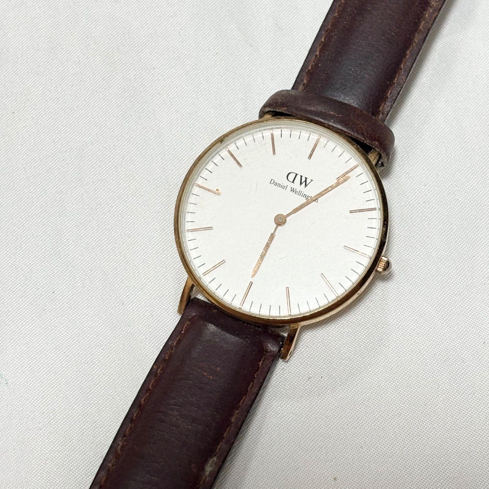 Used [Free Shipping] Daniel Wellington/Daniel Wellington/White x Brown/Quartz watch/Quartz watch/Battery dead/Operation not confirmed/Used item/Junk