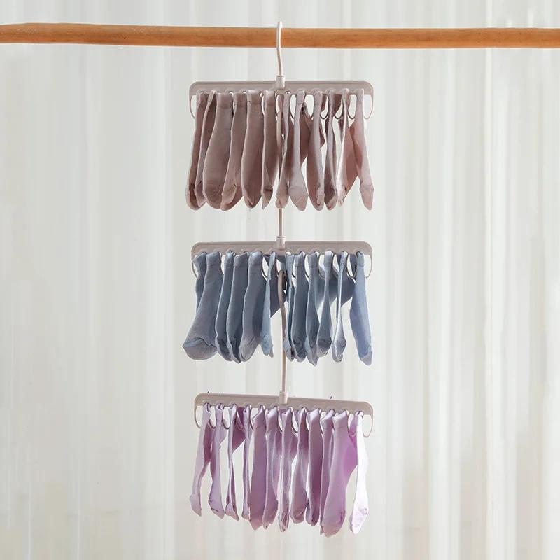 

Многофункциональная сушилка для одежды, экономящая место, многоярусная складная стойка для хранения, утолщенная проволочная вешалка для одежды, для домашнего использования Non-slip 36 clips (set of 3)