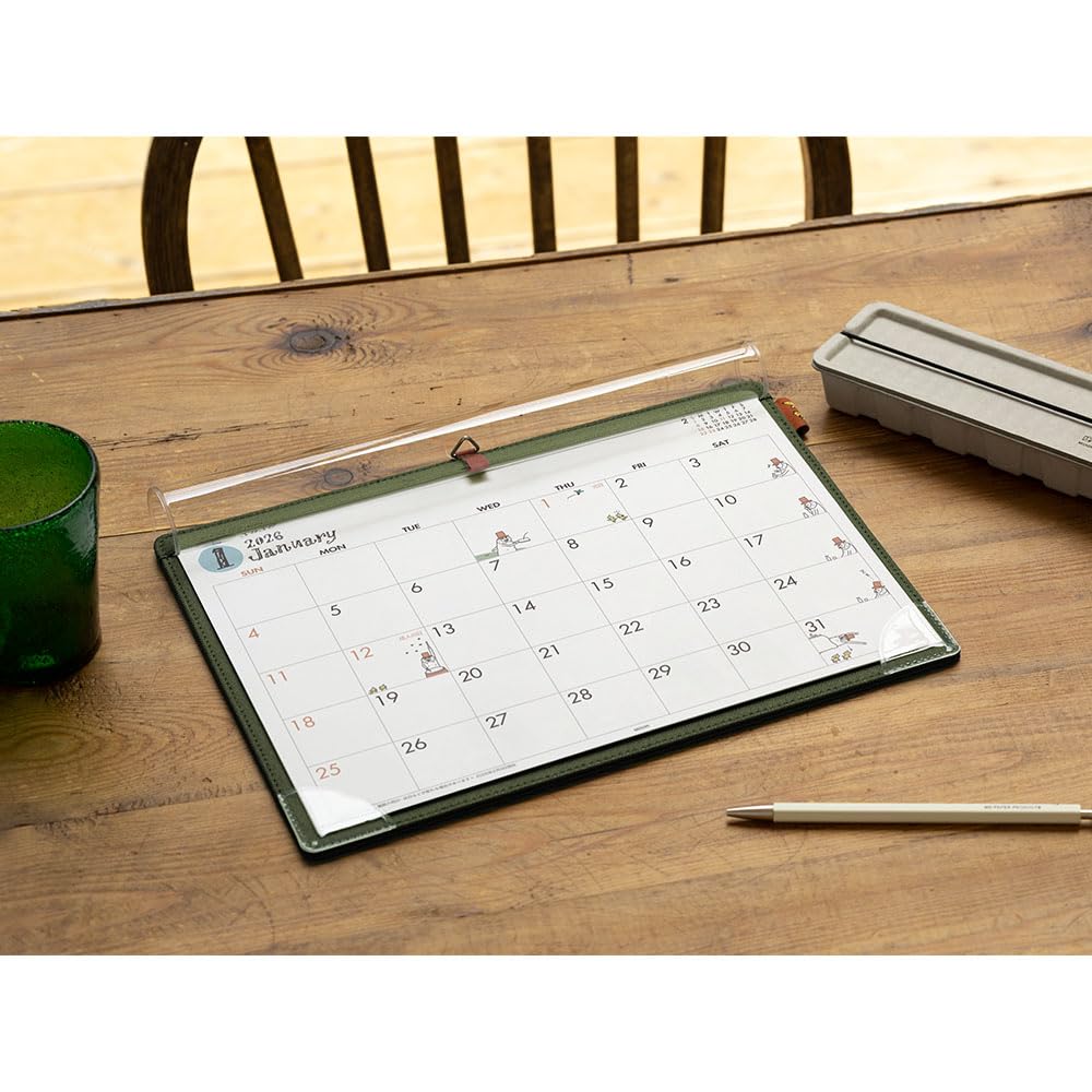 Midori 2026 Desk Old Man 31370006 Calendar, A4, Pattern,