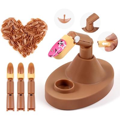 Practice Hand for Acrylic Nails: 3 Pcs Adjustable Brown Practice Finger and 100Pcs Replaceable Nail Tips Brown - Professional Nail Hand Practice