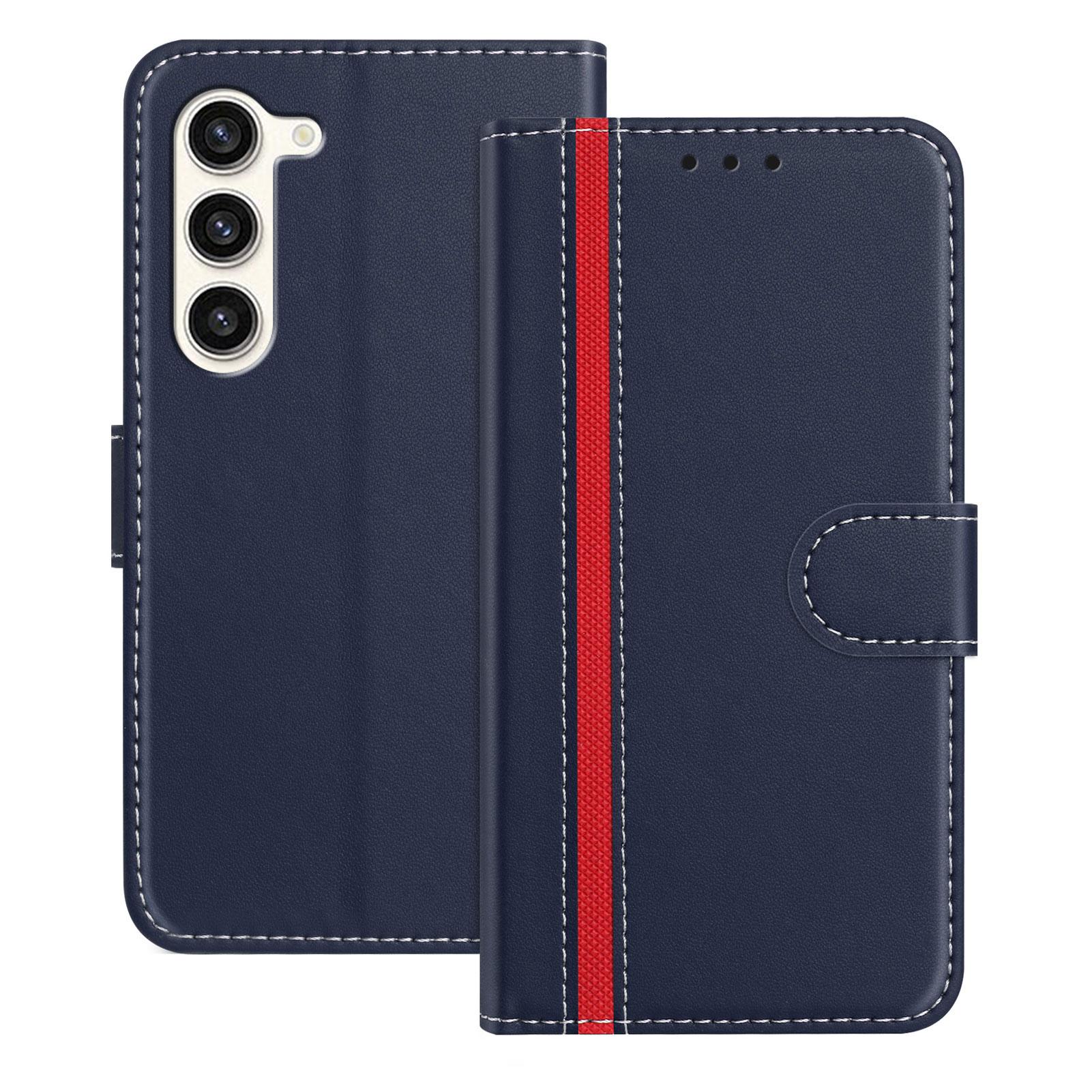 

For Samsung Galaxy S23+ Phone Cases Wallet Stand Color Splicing Leather Cover with Magnetic Clasp F
