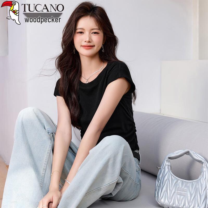 Woodpecker Women's Flutter Sleeve Slim Fit Round Neck T-shirt