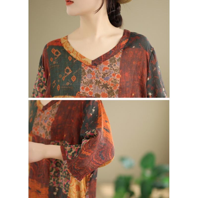 DIMANAF 2025 Nowa Letnia Damska Koszulka Plus Size z Nadrukiem Krótki Rękaw Design Luźna Podstawowa Casualowa Góra T-Shirt Vintage