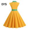 Elegant Ladies Dress Dot Printed Lapel Collar Bow On Waist Sweet Style Casual Party Dress Sleeveless Tight Waist Slim Mid-length Dress Women Summer