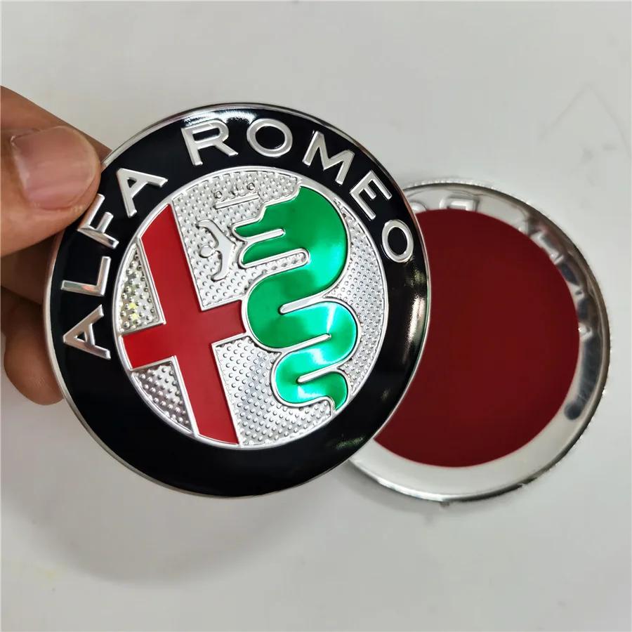 YCSBJ1 74MM for Alfa Romeo Logo Giulietta Mito Giulia 147 156 Stelvio 159 Emblem Allloy Sticker Car Front Rear Trunk Badge Accessories