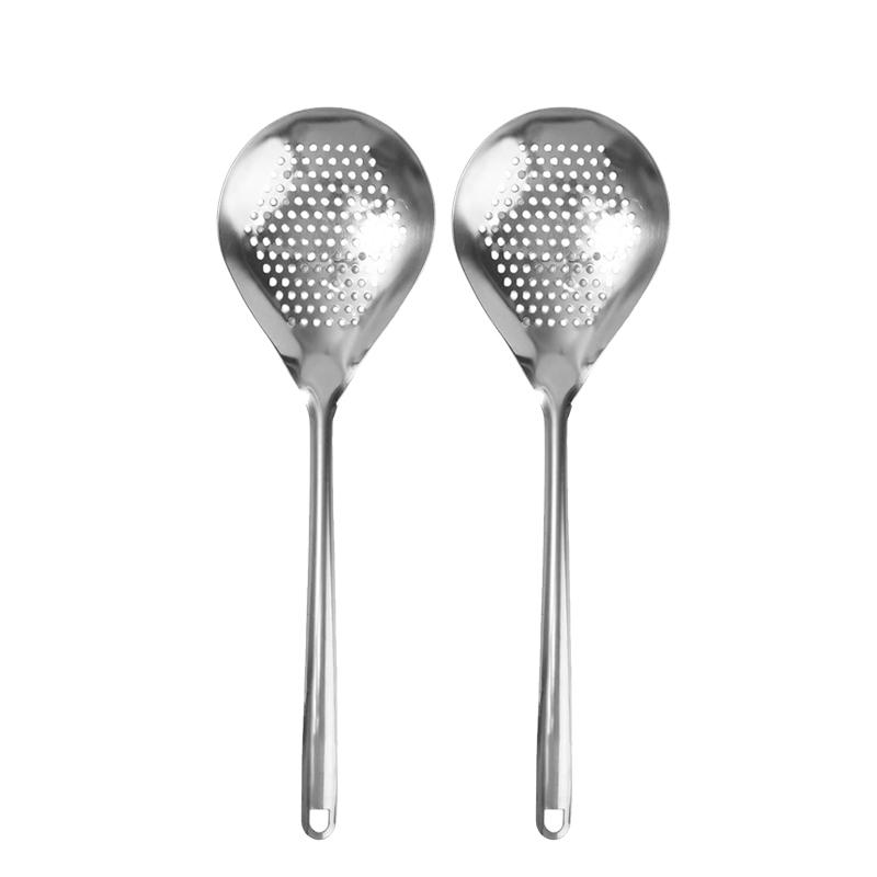 Stainless Steel Colanders Spoon Long Handle Food Strainers Spoons Frying Skimmer Spoons Cooking Tools Kitchen Dining Utensils