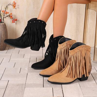Mode Neue Damenstiefel Vintage Klobiger Absatz Spitzzehe Herbst Retro Schuhe Bequem Rutschfest Plateau Stiefeletten Zapatos De Mujer