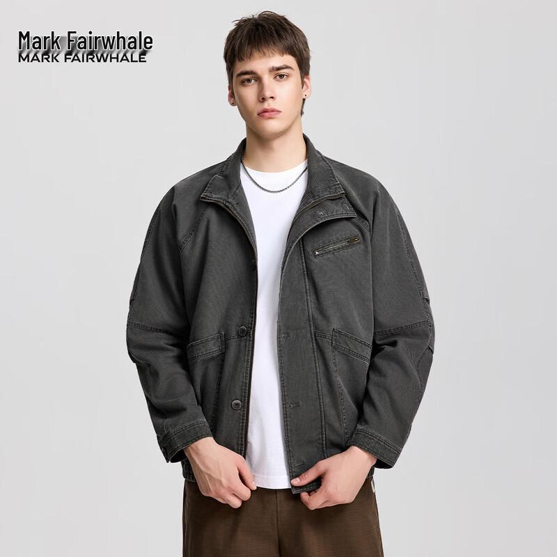 Mark Fairwhale Men's American Retro Washed Denim Workwear Jacket