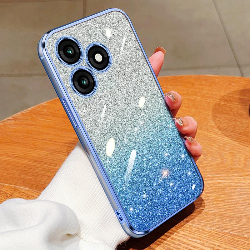 

Для itel A70 A 70 A665L чехол Мягкий силиконовый край с покрытием Bling TPU чехол для телефона задняя крышка For itel A70/A665L синий