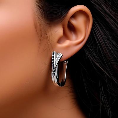 Schwarz-Weiß Design Creolen Ohrringe Schmuck